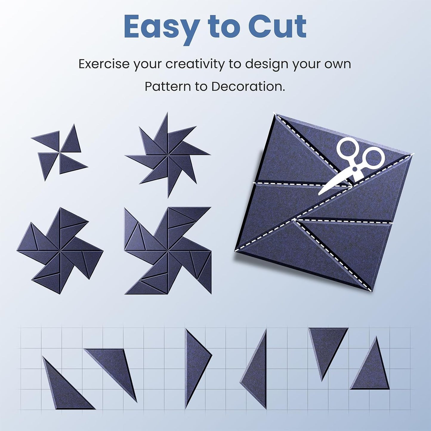 22 pack Acoustic Panels With Self-Adhesive, 12"X 12"X 0.4"Sound Proof Foam Panels, Sound Panels High Density, Soundproof Wall Panels for Home Studio Office-Dark Blue