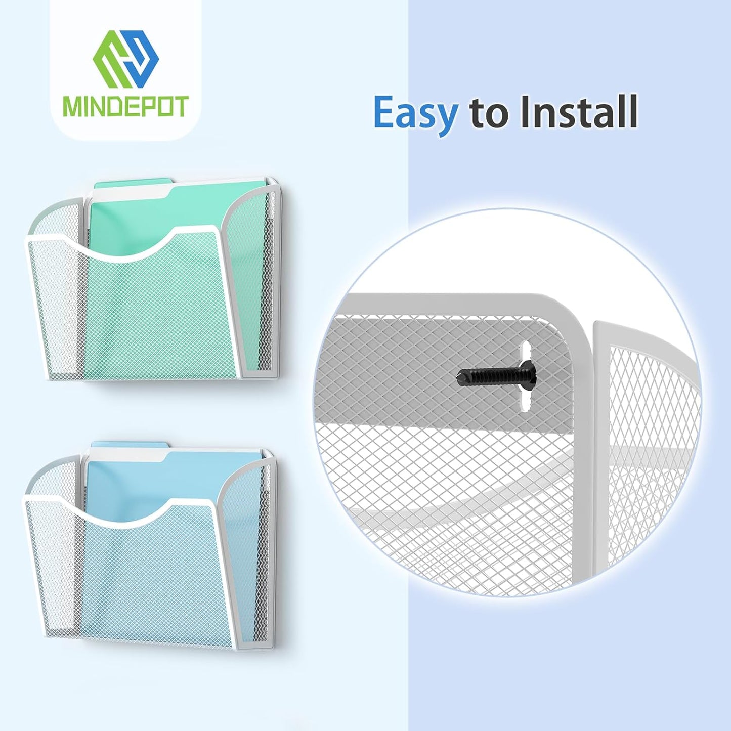 Wall File Organizer,Hanging Wall Mounted File Folder Binder Holder Mail Organizer for Office,Home and School Supplies