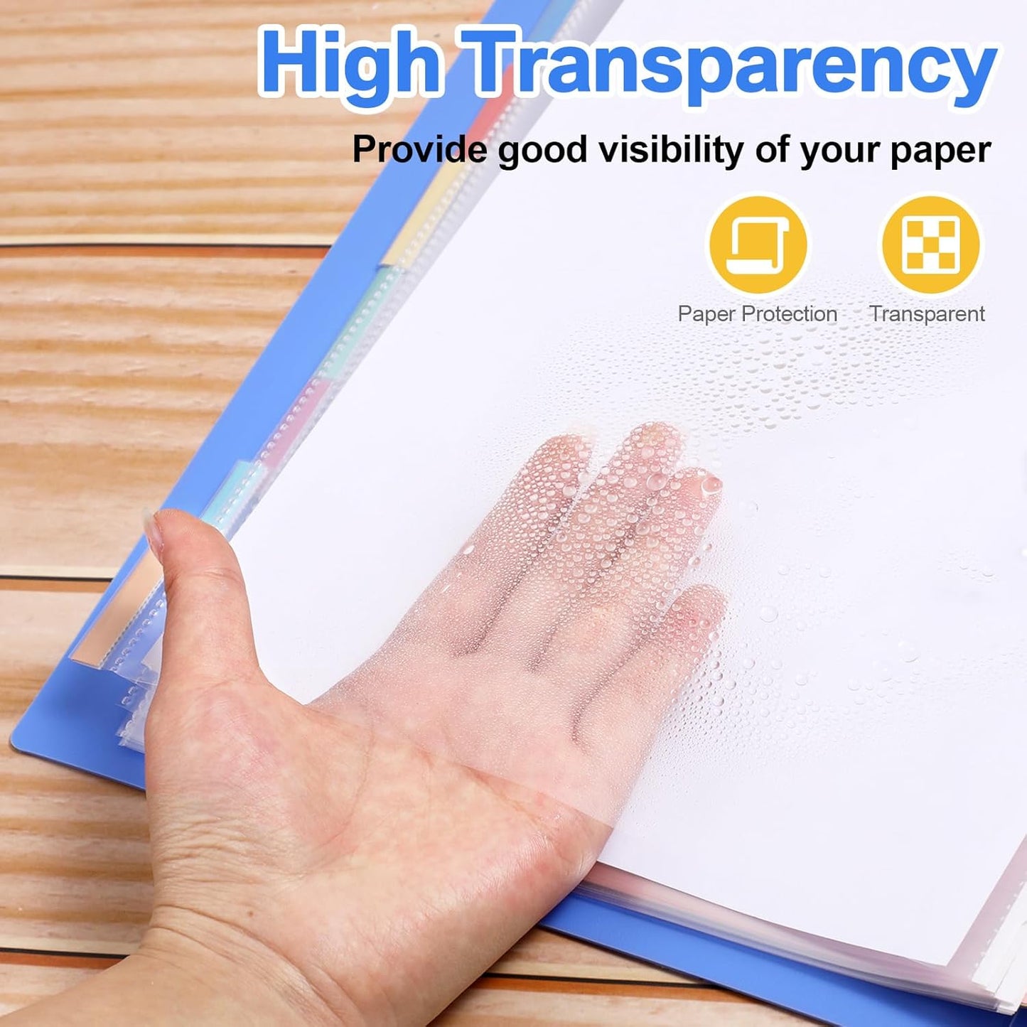 ReliThick 30 Set of 240 Pack Clear Sheet Protectors 8.5 x 11 Inch Page Protector for 3 Ring Binder with 8 Tabs Plastic Dividers for 3 Ring Binder, Insertable Index Page Divider Multicolor Tabs