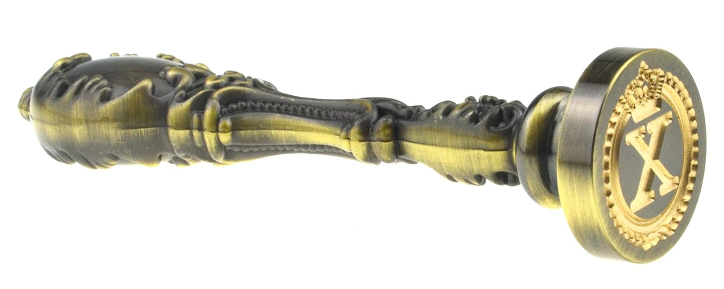 Samyo Creative Romantic Stamp Maker Classic Old-Fashioned Style Brass Color Wax Seal Sealing Stamp Vintage Antique Alphabet Initial Letter Set - (Letter X)