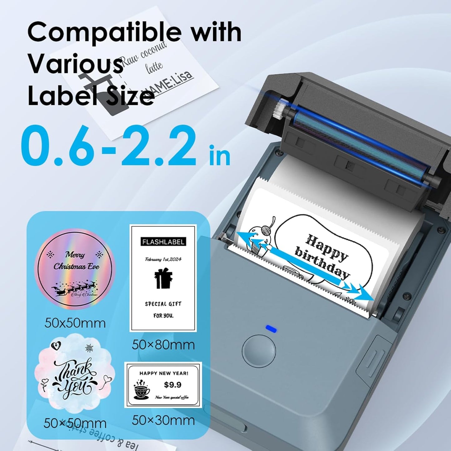 Bluetooth Label Maker Machine with Tape, Y50P Portable Thermal Sticker Maker for Home Office, Small Bussiness & School – Logo Stickers Printer – Includes 230 Labels, Black