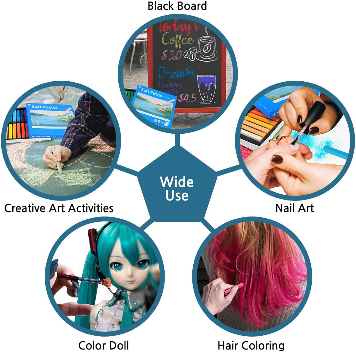 HA SHI Soft Chalk Pastels, 48 Assorted Colors Non Toxic Art Supplies, Square Charcoal, Drawing Media for Artist Stick Pastel for Professional, Kids, Beauty Nail Art, Pan Chalk Pastels