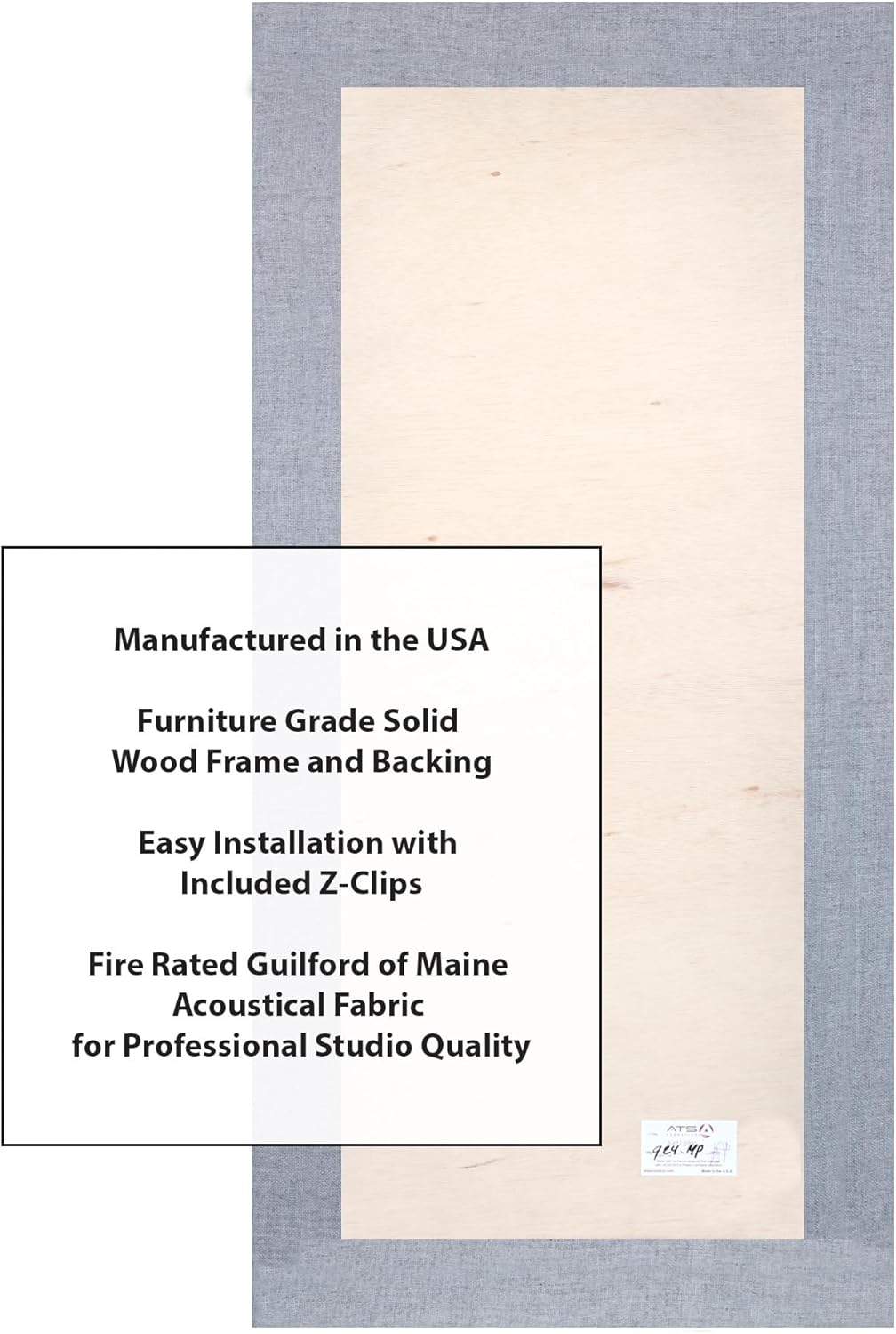 ATS Acoustics Sound Absorbing Acoustic Panel Fire Rated Professional Studio Quality 24" x 48" x 2" (Blue Smoke)