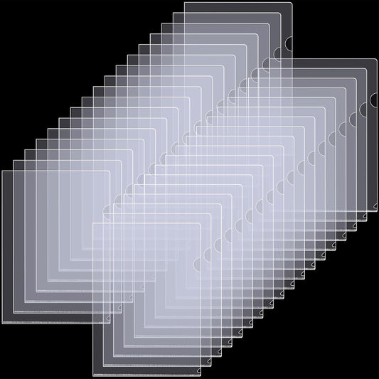 37 Pcs Clear Plastic Document Folder Project Pocket for Letter / A4 Size Paper - Transparent L-Type Plastic Folder