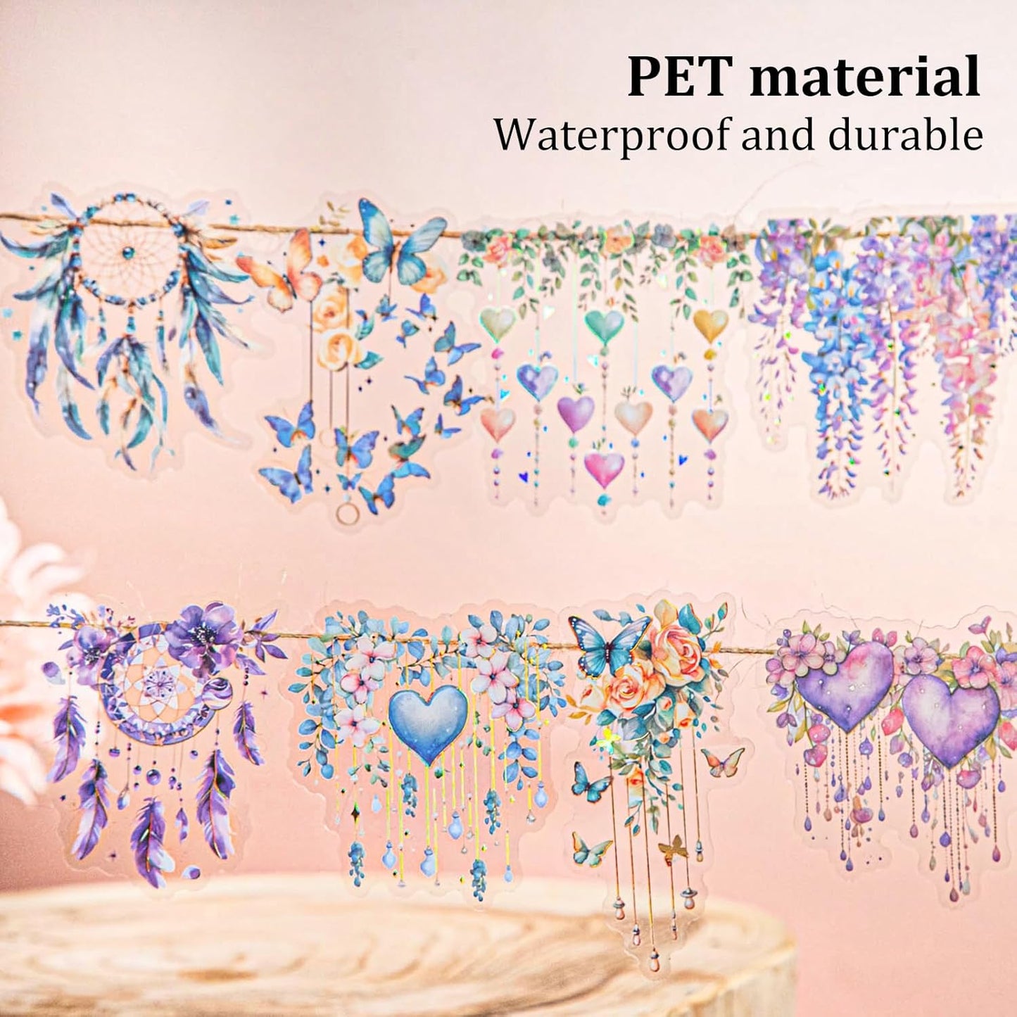 Fairy Tale PET Sticker Set, 60PCS Fantasy Scrapbook Supplies with Gold Foil Accents Waterproof Journal Stickers for DIY Crafts, Planners, and Collages