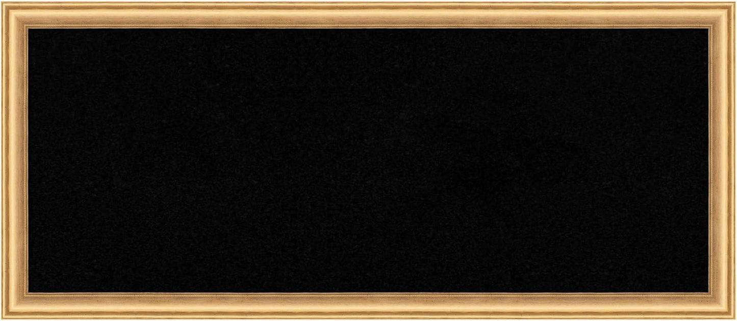 Amanti Art Black Cork Board for Wall, 14x32 Vision Board with Gold Wood Frame, Medium Corkboard Office Decor for Home Organization, Casual Corkboard Pinboard to display items for home organization