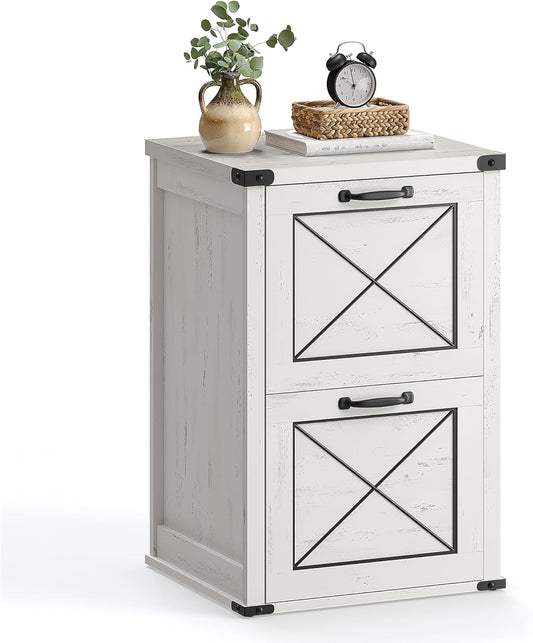 VASAGLE File Cabinet, Filing Cabinet with 2 File Drawers, Printer Stand, Fit A4, Letter Size, Hanging File Folders, Modern Farmhouse Style, for Home Office, Rustic White UOFC048T73