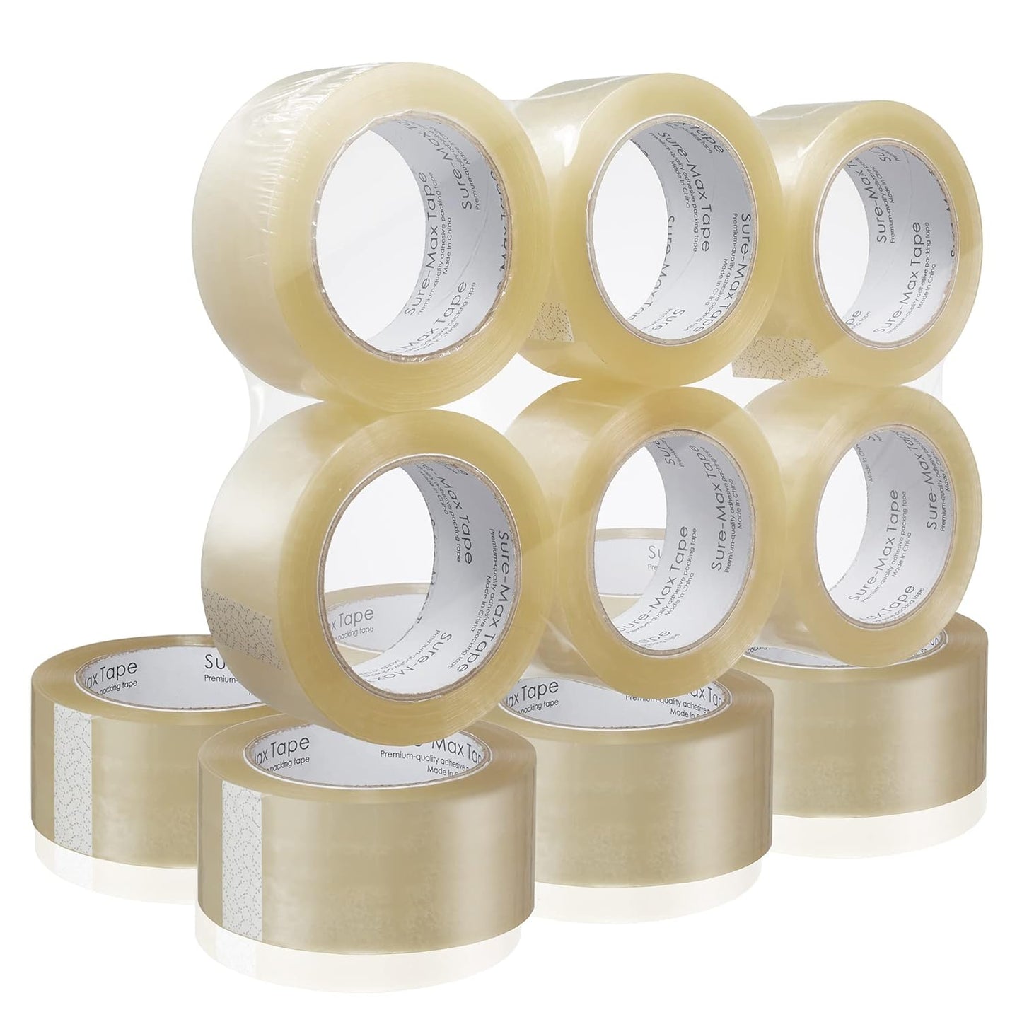 Sure-Max Premium Carton Packing Tape 1.8 mil 330 Feet (110 Yards) - Clear - 12 Rolls