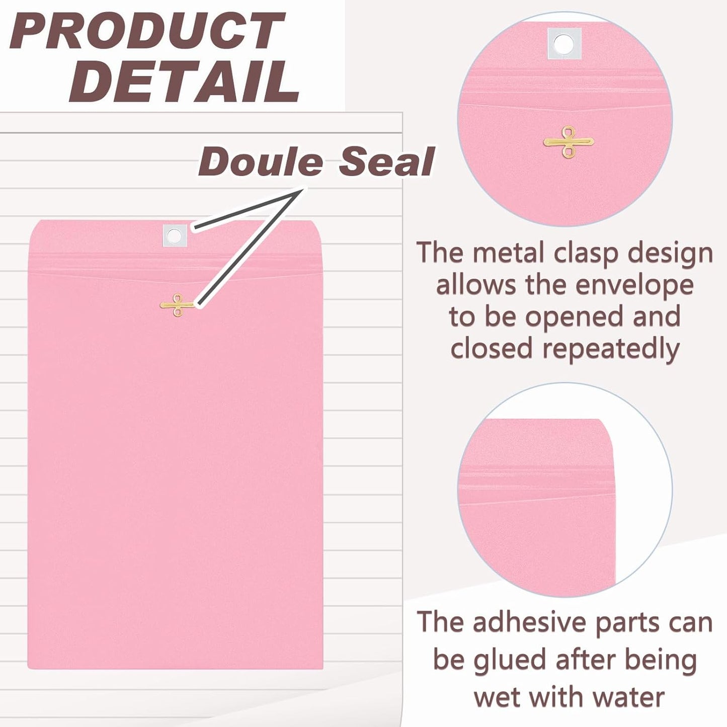 Geyee 100 Pcs Clasp Manilla Envelopes 9 x 12 Inch Gummed Colored Envelopes for Storing or Mailing for Home Office Business Supplies(Cherry Color)