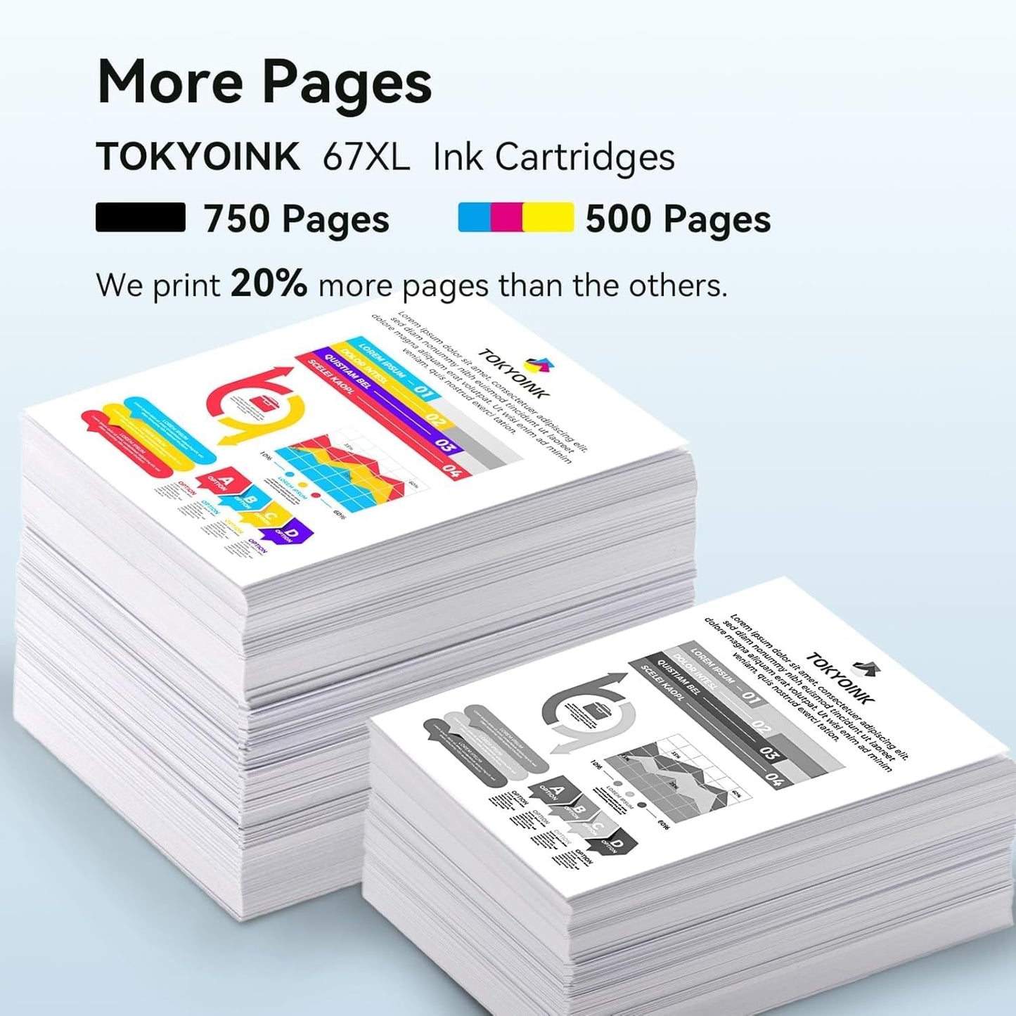 67XL Printer Ink Compatible for HP Ink 67 Replacement for HP67 67XL Ink Cartridges Black/Color Combo Pack Fit for DeskJet 2855e 2827e 4255e 2800e 2700e 2755e 4155e Envy 6000 6055e 6400 6455e Printer