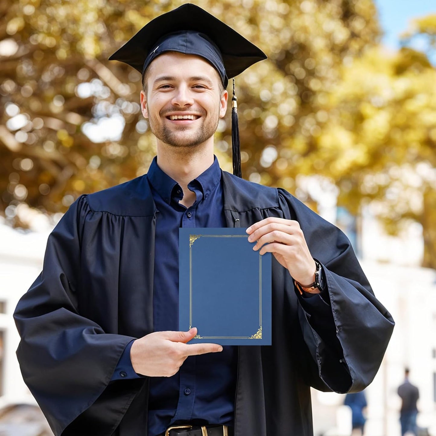 Certificate Holders - 50 Packs Blue Diploma Holders, Certificate Covers with Gold Foil Border, for Letter Size 8.5 x 11 Certificate Paper, Award, Graduation, Documents