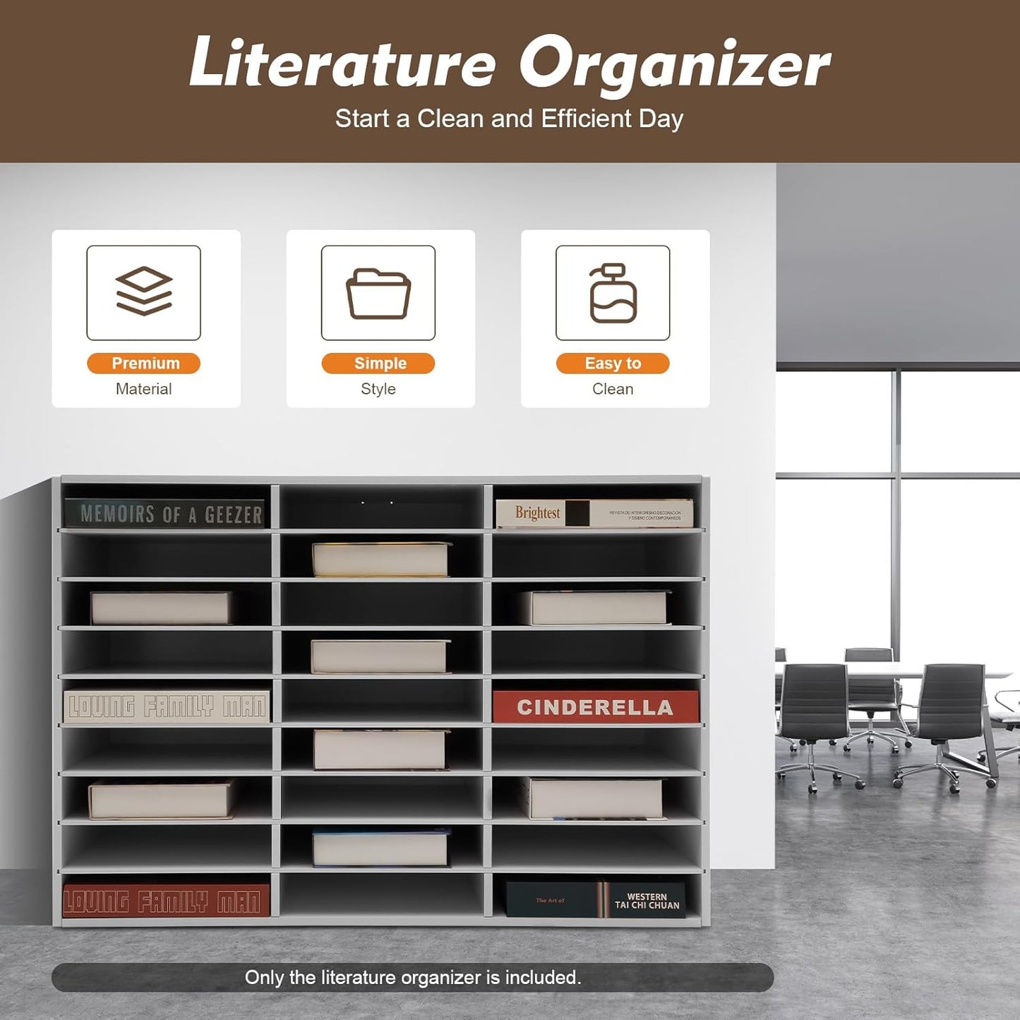 Literature Organizer 27 Slots Compartments Desktop File Sorter Mail Center Paper Storage Cabinet Home & Office Mailbox School Classroom Keepers