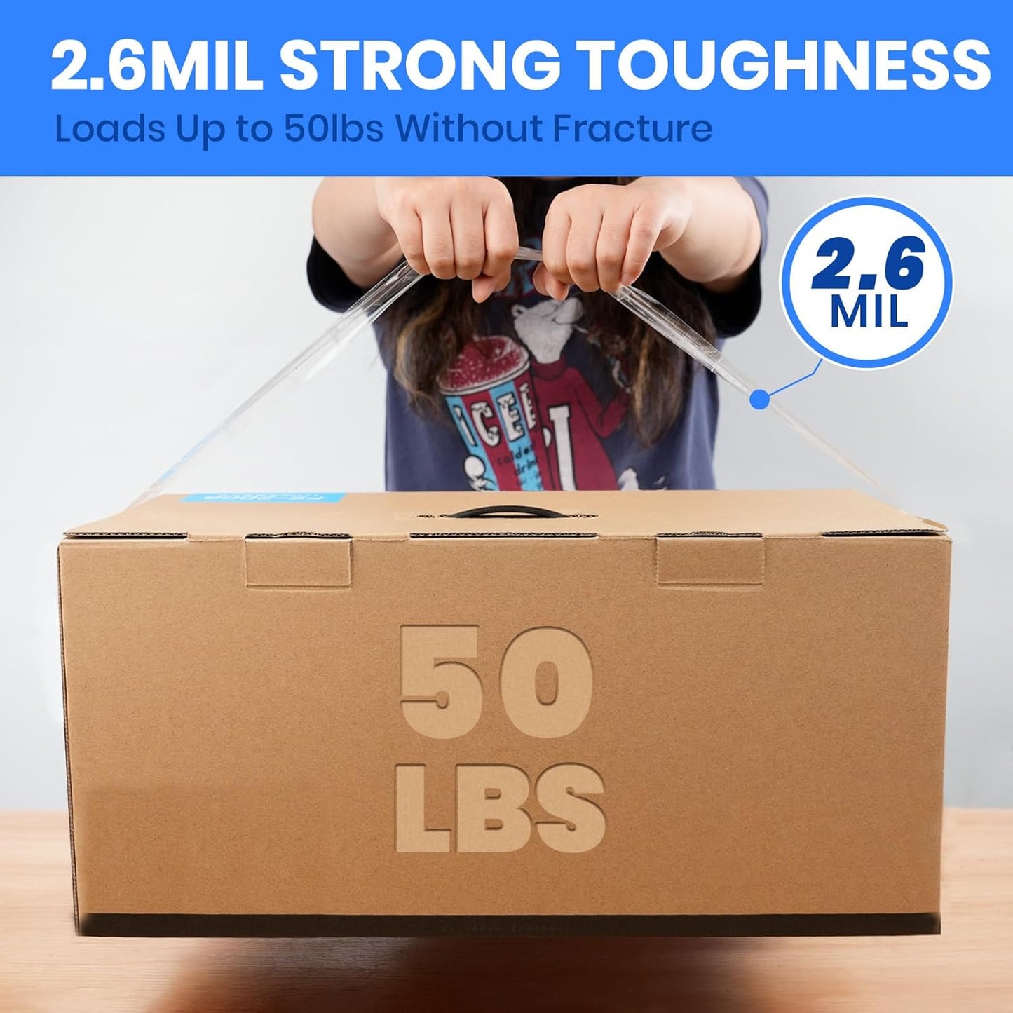 ADHES Packing Tape Shipping Tape Packaging Tape for Moving Boxes Heavy Duty Clear, 50M Length 4.8cm Width,2.6Mil Thickness