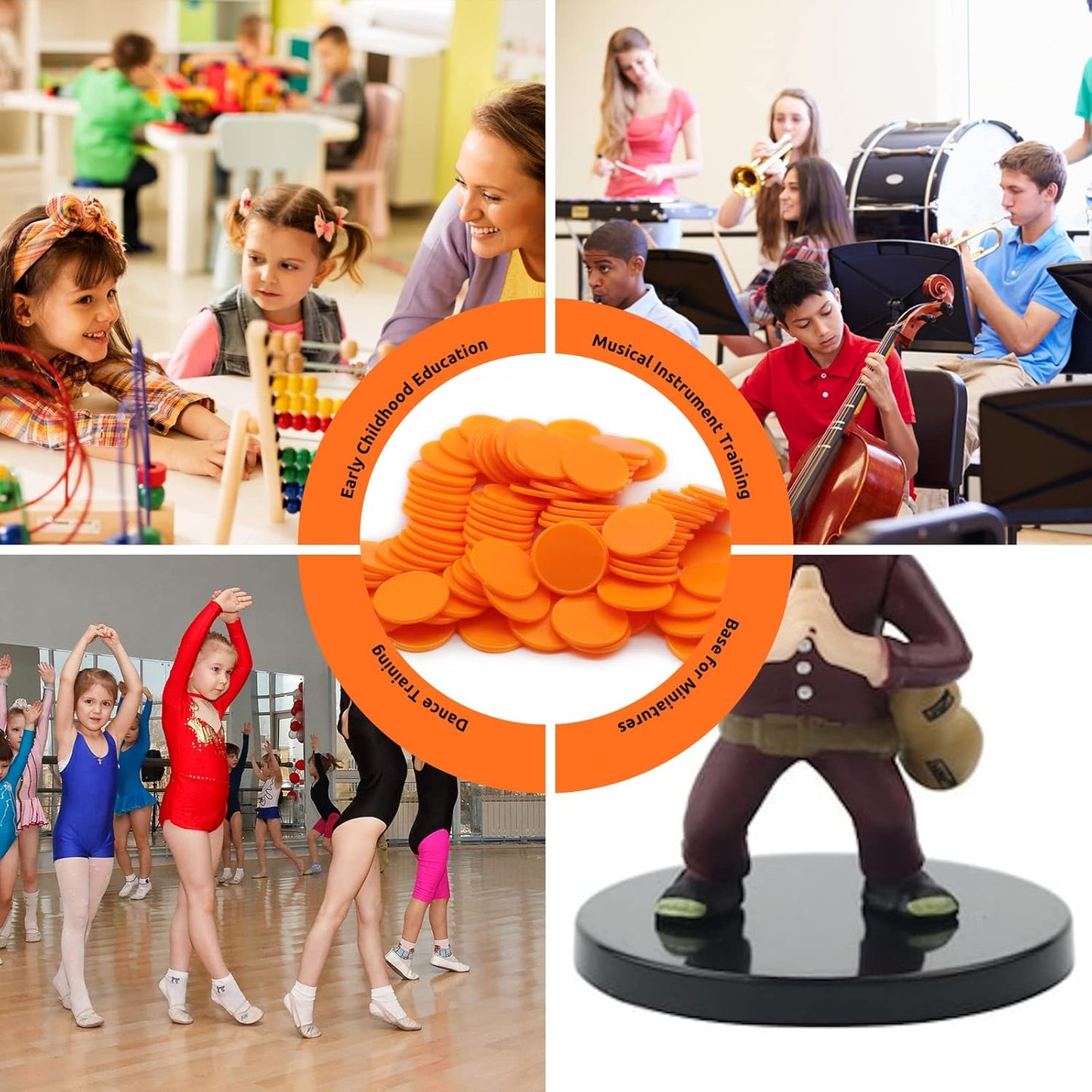 Set of 100 Opaque Plastic Learning Counters Mini Poker Chips Game Tokens with Storage Box (Starry Orange, 1.58 Inch)