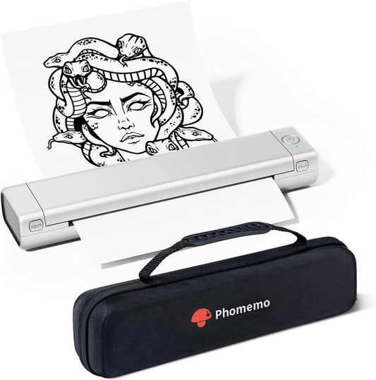 Phomemo Inkless Portable Printer for Travel - Wireless Thermal Printer Compatible with Phone & Laptop, Bluetooth Printers Supports 8.5" X 11" Letter Thermal Paper, Come with Carry Case
