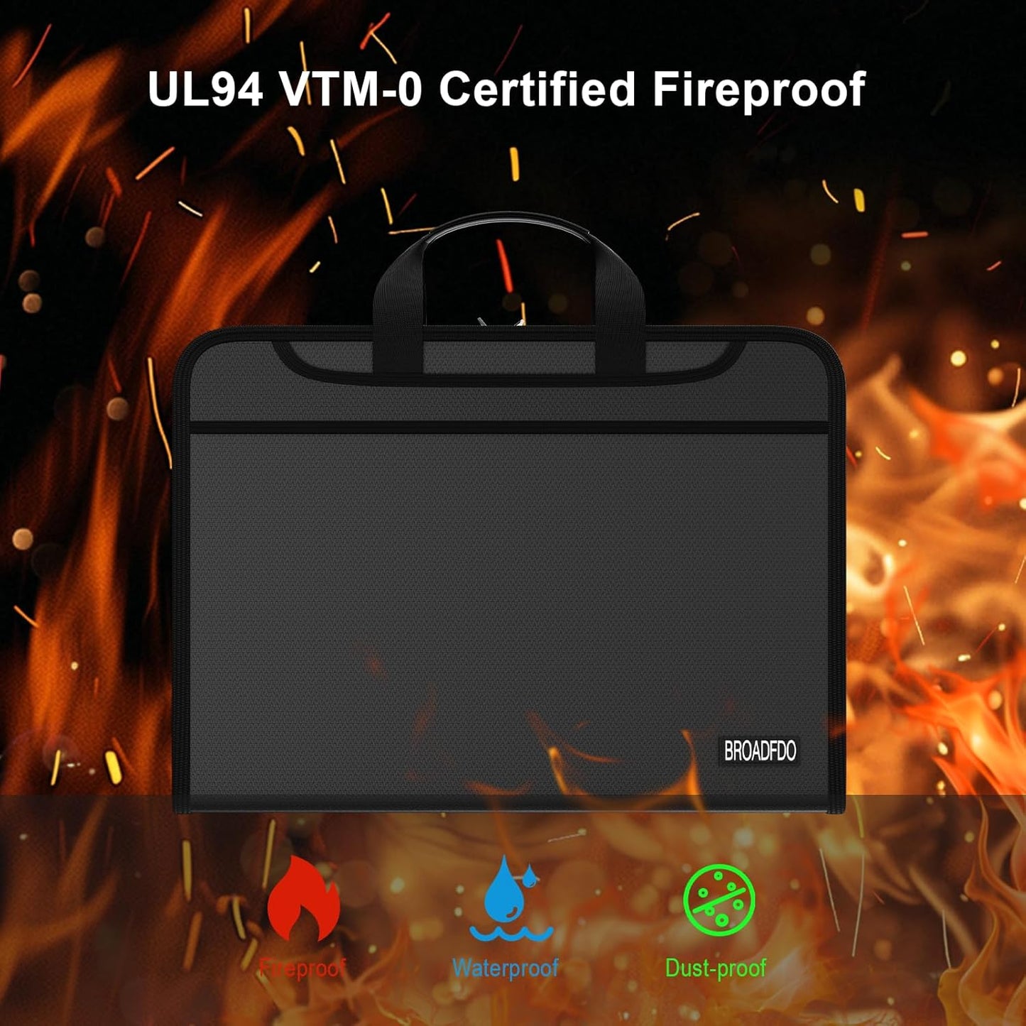 Fireproof & Waterproof Accordion File Organizer, 13-Pocket Expanding Document Organizer with Handle & Labels, Durable Heat-Resistant Folder for A4/Letter Files, Safe Home Office Travel Hold