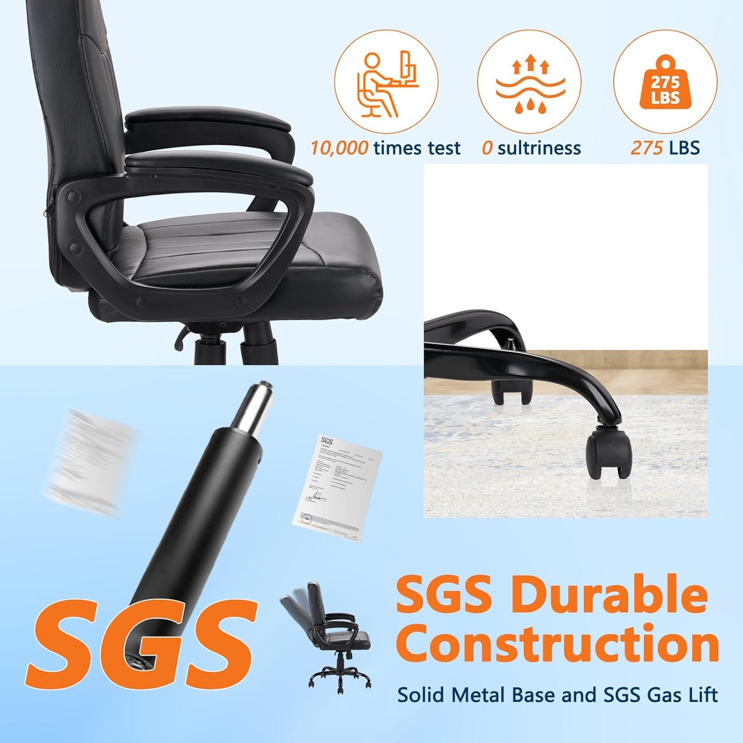 CLATINA Mid Back Leather Office Executive Chair with Lumbar Support and Padded Armrestes Swivel Adjustable Ergonomic Design for Home Computer Desk 8 Pack