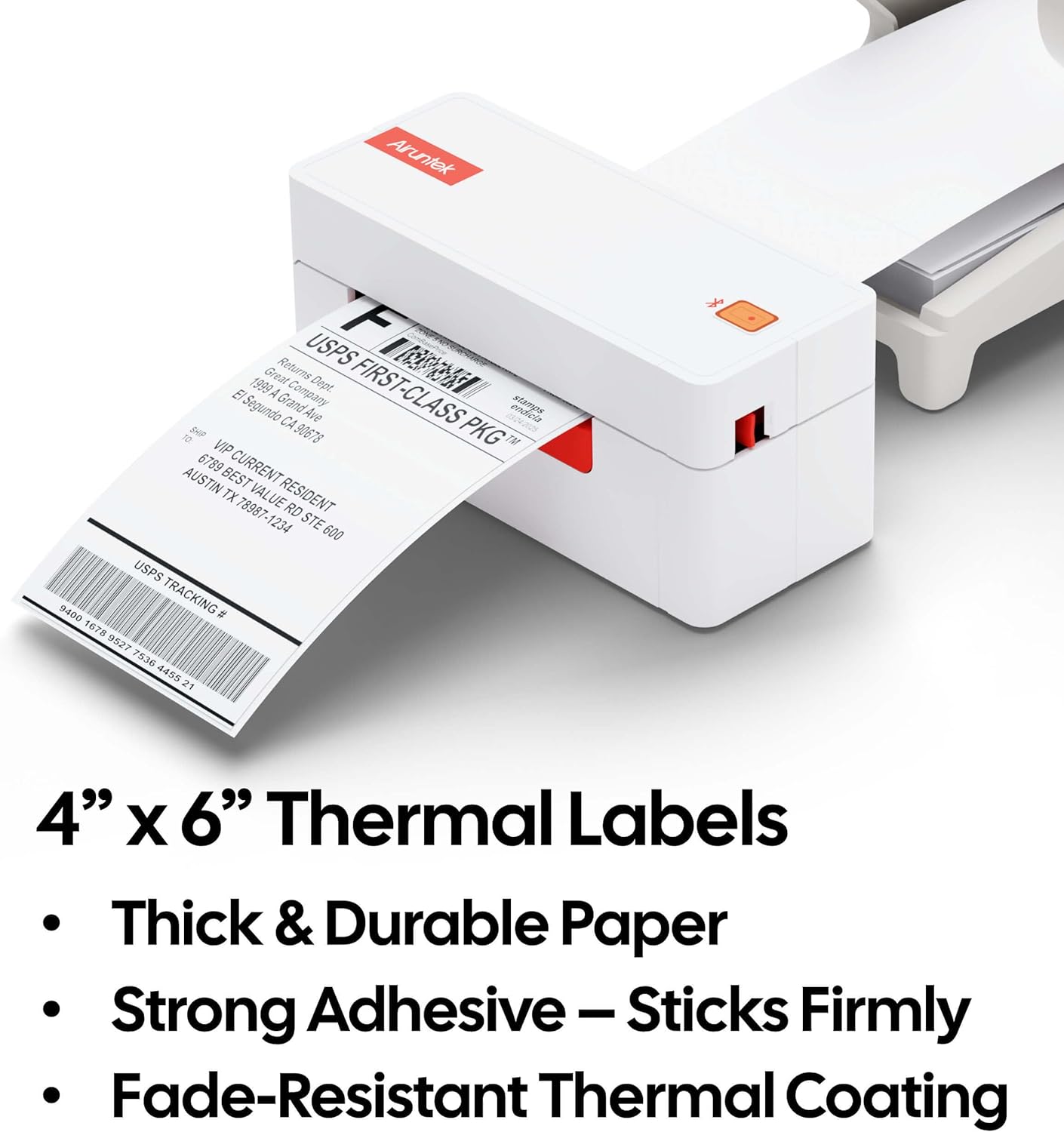 4x6 Thermal Labels, 380 Fanfold Labels, Perforated & Strong Adhesive, Compatible with Direct Thermal Printers for USPS UPS FedEx DHL Address Shipping Label