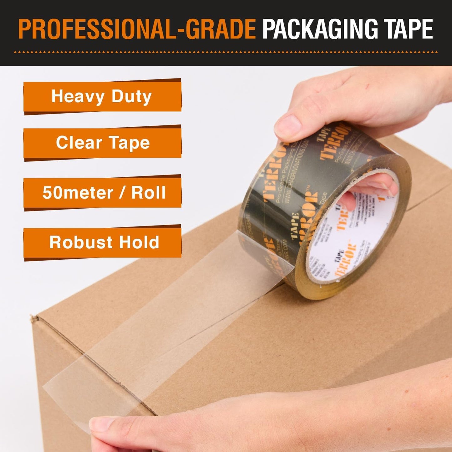 Professional-Grade Clear Packing Tape (1 Roll) - Heavy Duty Tape for Packing, Moving Boxes, Shipping, Mailing, Storage, and More - Packaging & Shipping Supplies (48mm x 50m per Roll)