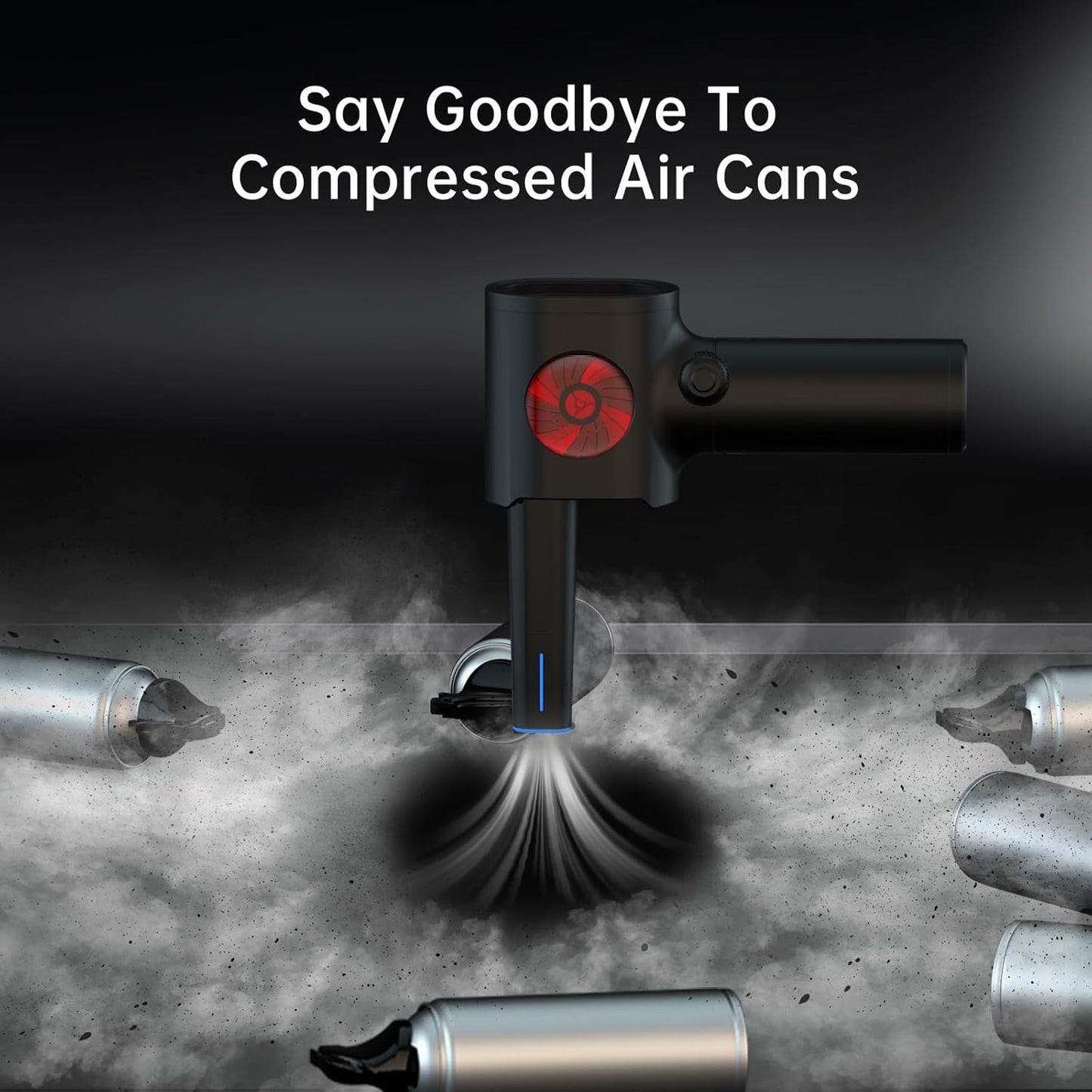 ATEngeus Compressed Air Duster, Stepless Speed Electric Air Duster with Storage Case, Cordless Air Duster with LED Replace Canned Air, 6 Accessories Air Blower, Keyboard Cleaner for Car, PC, Home