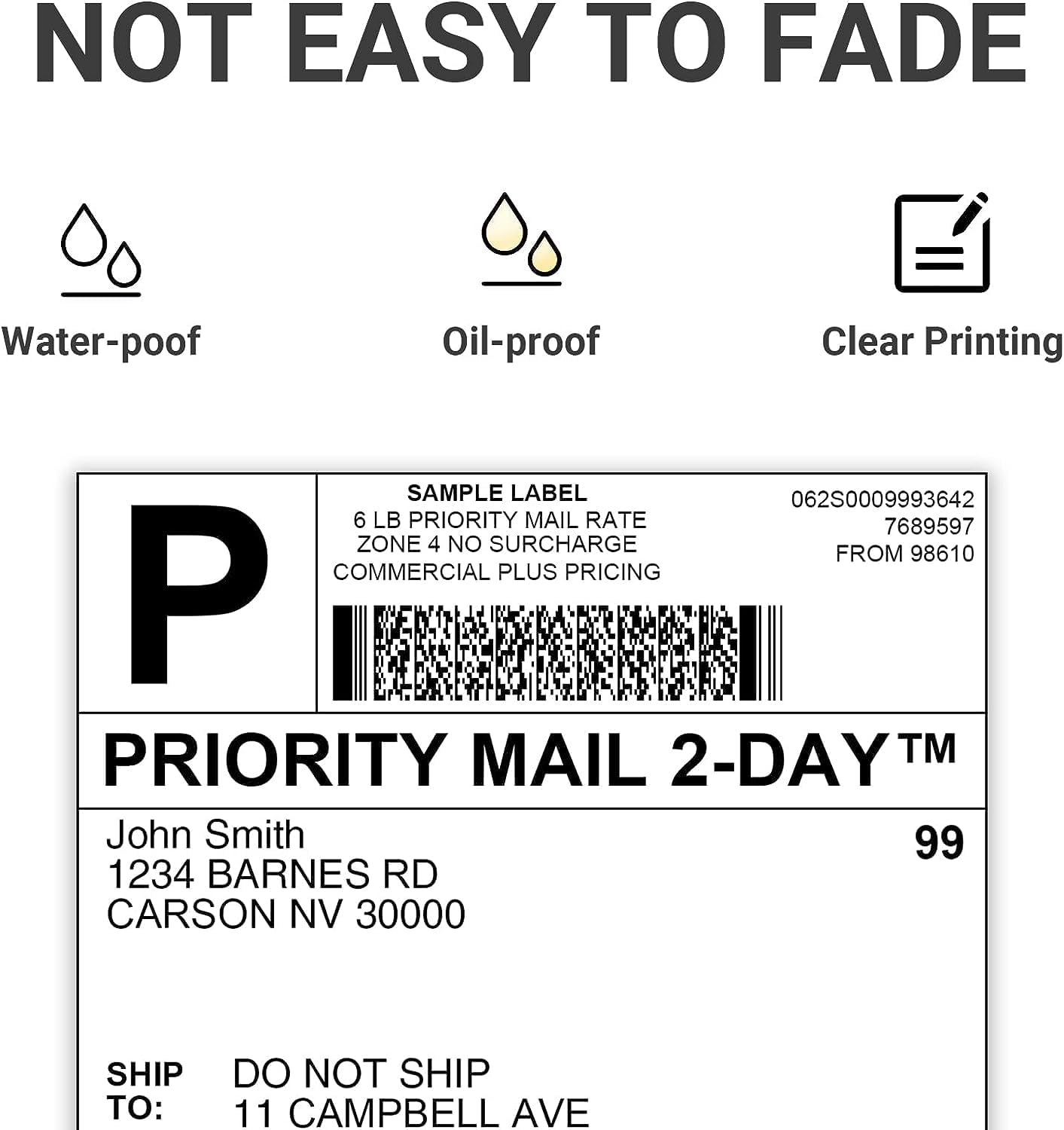 4x6 Thermal Labels, Shipping Address Label (Pack of 500 4x6 Roll Labels) - Compatible with JADENS, ASprink, Phomemo, Rollo, Zebra, Omezizy and Other Shipping Label Printers