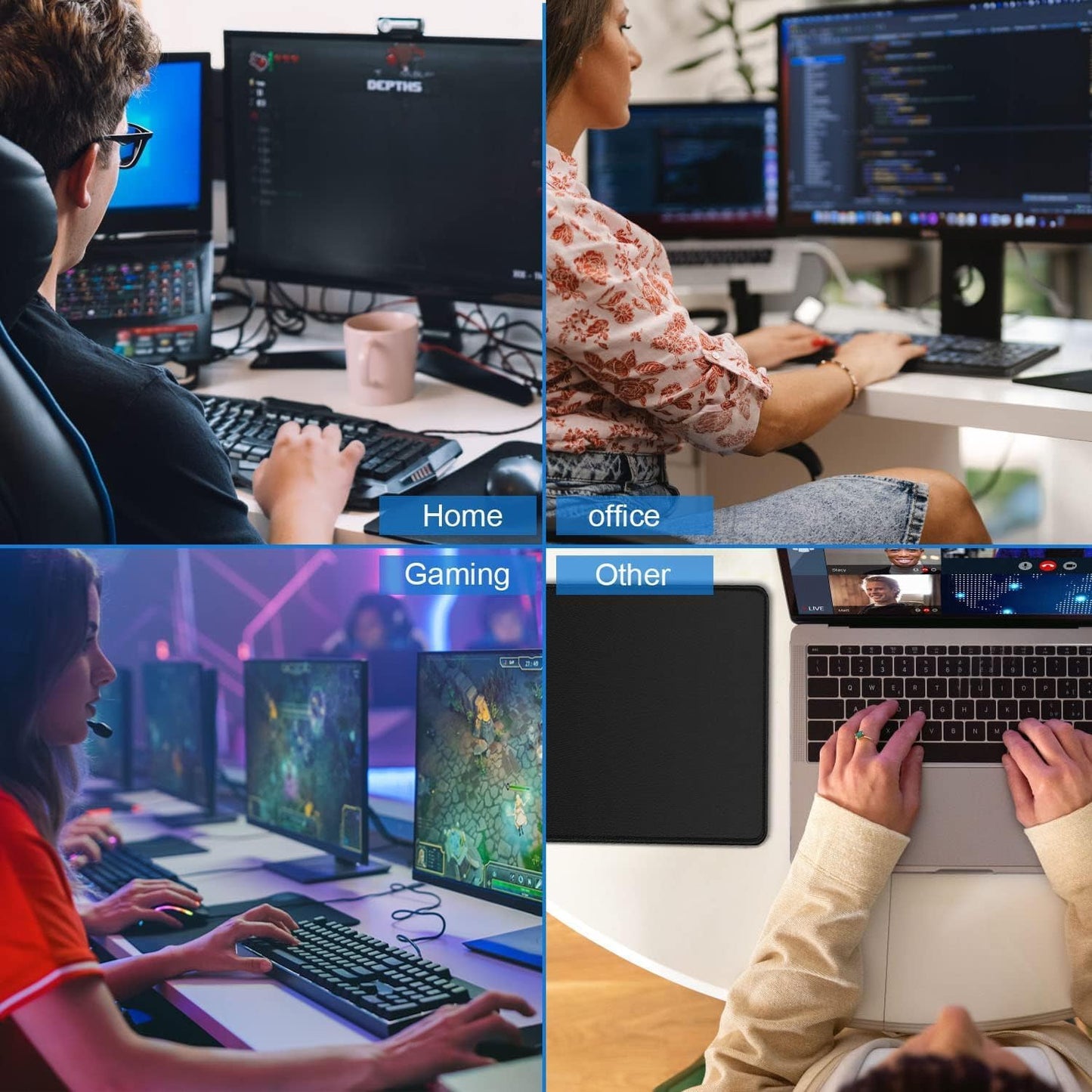 Mouse pad, Gaming Mouse pad Durable Stitched Edge, Premium-Textured Water Resist Mousepad, Non-Slip Rubber Base Mouse Pads for Computers, Laptop, Gaming, Home, Office, 11.8 x 9.9 in, Black