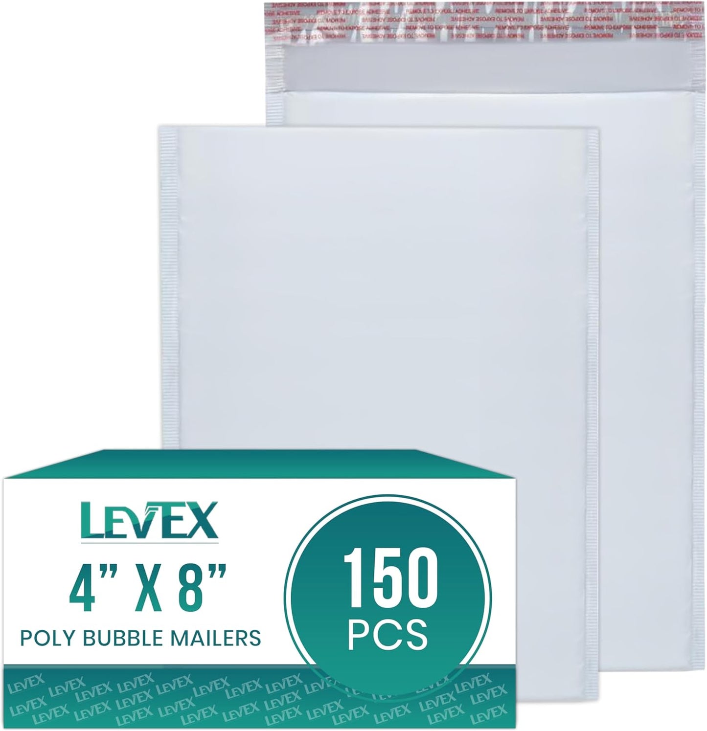Levex - #000 4" x 8" [150 Pack] Poly Bubble Mailers, Padded Envelope Mailers, Packing Envelope & Mailing Bags for Shipping