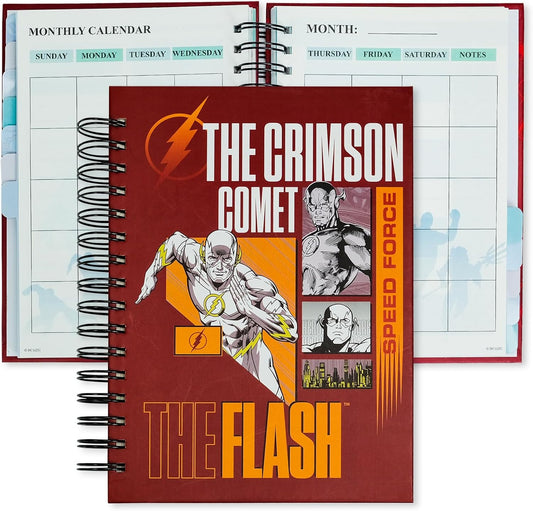 Cool Hero Academic Planner, Weekly Monthly Daily Agenda, Custom Date Organizer for Junior，Senior Students, Spiral Bound Notebook with Colorful Tabs,Datebooks for Time Management (Red and Yellow)