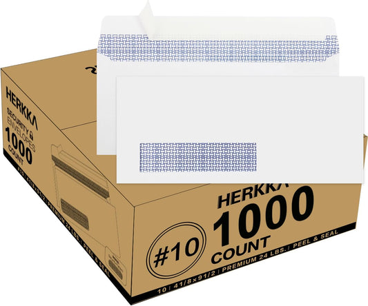 1000 Pack #10 Single Left Window SELF Seal Security Envelopes, Designed for QuickBooks Invoices & Business Statements, Computer Printed Checks Peel and Seal Flap, Size 4-1/8 x 9-1/2 Inches, 24 LB