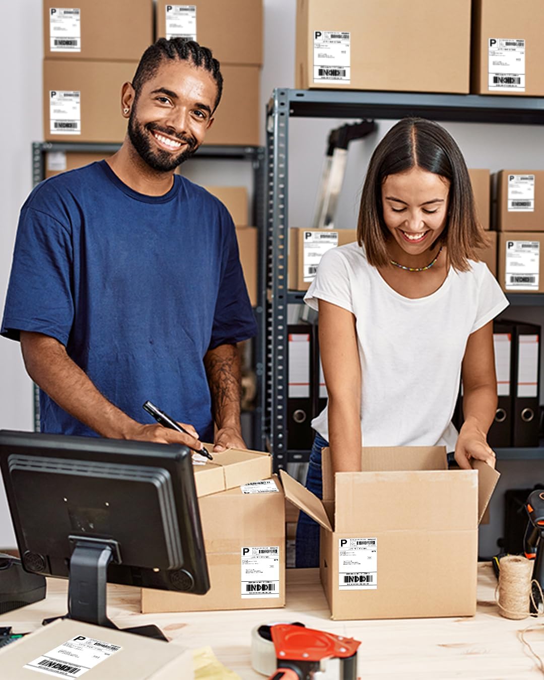 Phomemo 2" White Round Label Stickers Roll for 4X6 Thermal Label Printer for Small Business Supplies - Commercial Grade Thermal Labels for Custom Stickers Personalized & Business Logo - 750pcs / Roll