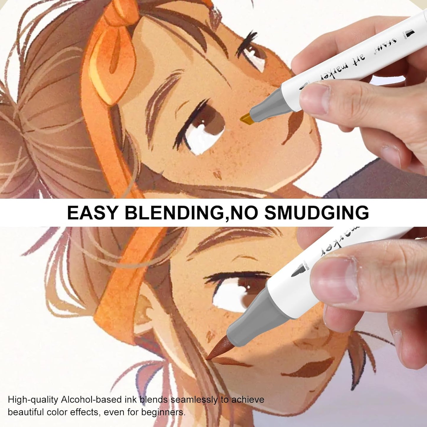 SFAIH Skin Tone Alcohol Markers Brush Tip - 12 Dark Skin Colors Double Tipped Art Markers for Artist Adult Coloring Illustration, Gifts for Artist Adult, Dual Tip Brush & Chisel - Refillable Ink