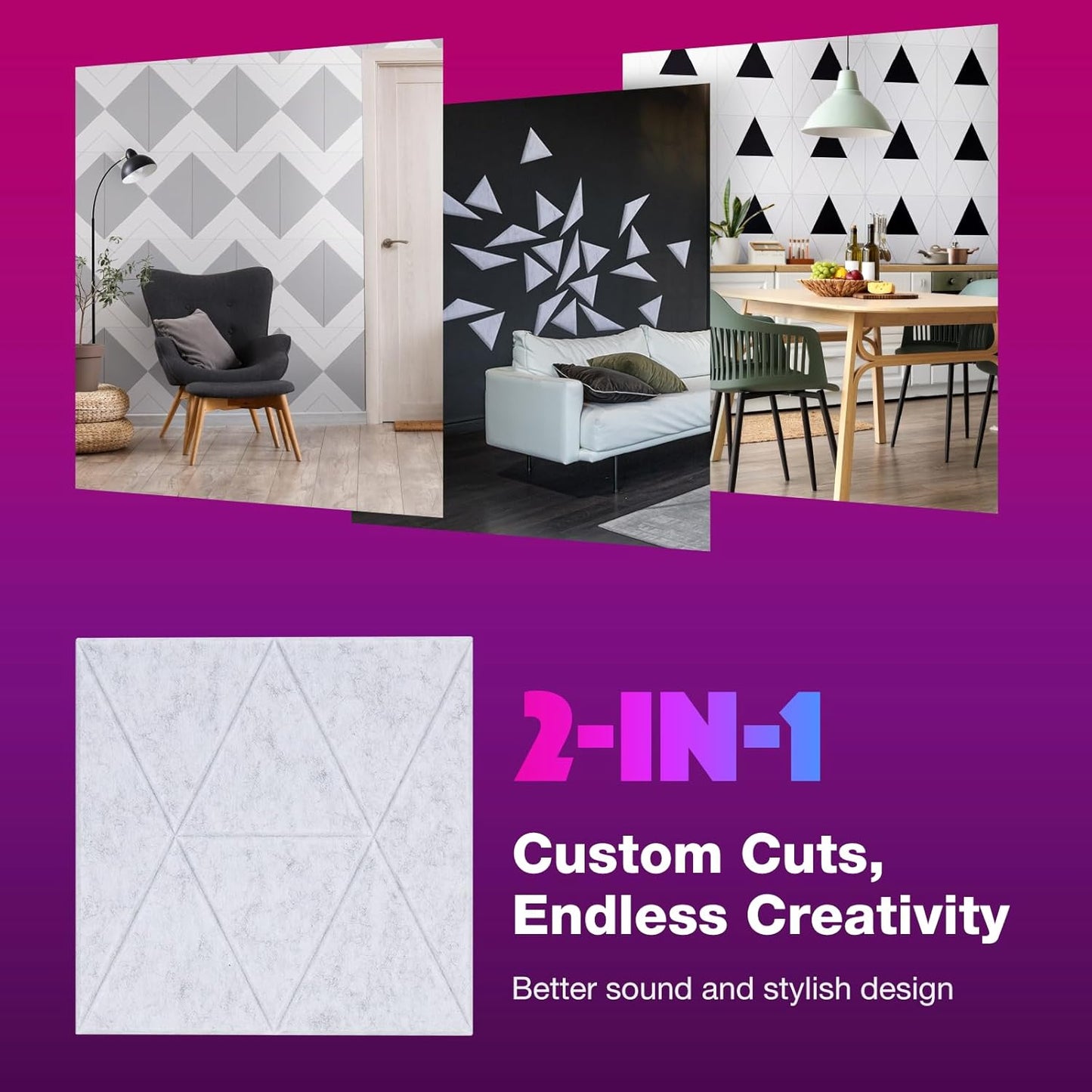 18 Pack Self-Adhesive Acoustic Panels, 12"x 12"x 0.4" Sound Absorbing Panels, High Density Square Sound Proof Noise Dampening Panels for Walls Home Studio Office, Trapezium Cutting Style, Silver Gray