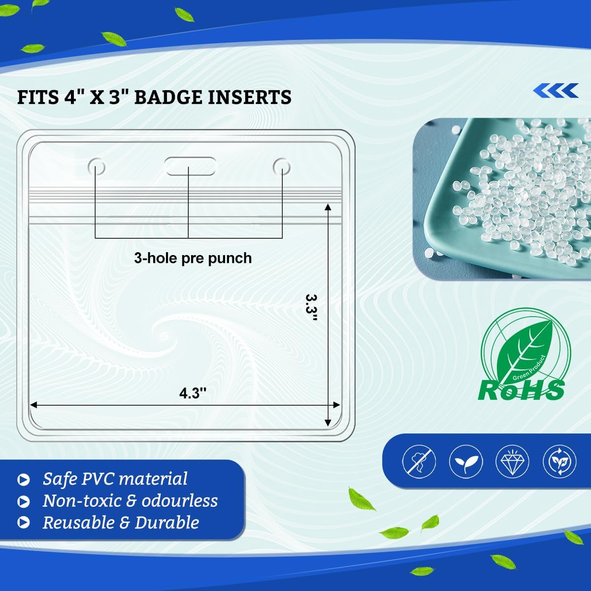 100 Pcs Clear Plastic Extra Thick Horizontal Card Holders, 4x3 Inch Sealable Waterproof Name Badge Bank ID Card Protector