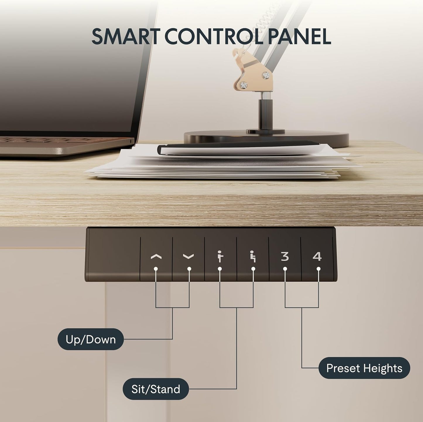 FLEXISPOT EN1 One-Piece Standing Desk, 48 x 24 Inches Electric Height Adjustable Desk for Home Office (White Frame + White Wood Grain Desktop)