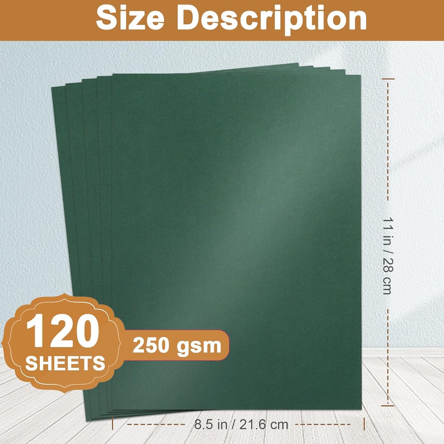 120 Sheets Dark Green Shimmer Cardstock 8.5 x 11 Metallic Paper, 92lb Heavyweight Craft Paper Card Stock for Christmas, Birthday Decorations, DIY Cards Making, Invitations