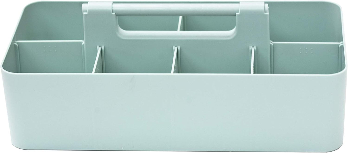 -Large Portable Caddy, DIY Dividers, 8 Compartments, School Office Supplies,Portable Basket with Handle Storage Organizer Modern Made in USA (3 PACK, Mint/Gray/Ivory)