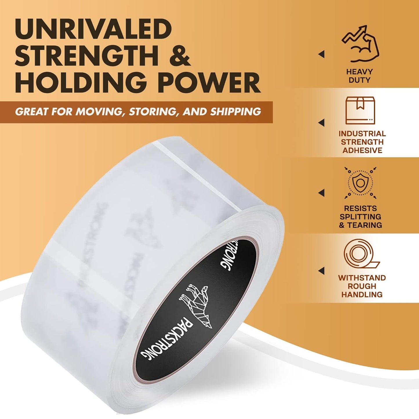 Packstrong Industrial Grade Clear Packing Tape 84 Rolls - 110 Yards per Roll - 2" Wide x 2 mil Thick, Acrylic Adhesive Tape for Box Office Moving Packaging Shipping