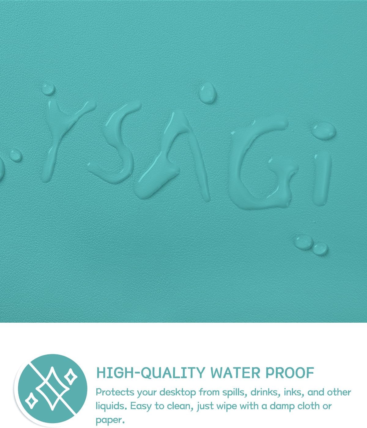 YSAGi Non-Slip Leather Desk Pad, Waterproof Laptop Computer Desk Keyboard Mat, Table Protector Blotter Mat, Large Mouse Pad for Office/Work/Home/Decor(Green Blue, 23.6" x 13.7")