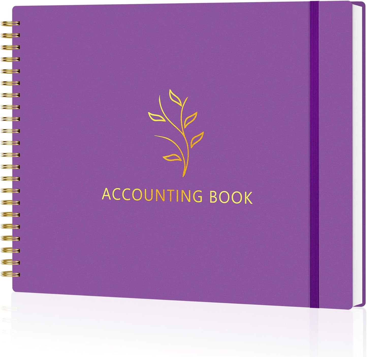 Accounting Ledger Book for Small Business & Personal Use, Horizontal Expense Tracker Notebook Ledger Book for Bookkeeping, Financial Income and Expense Log Book 10.2" x 8", Dark Purple