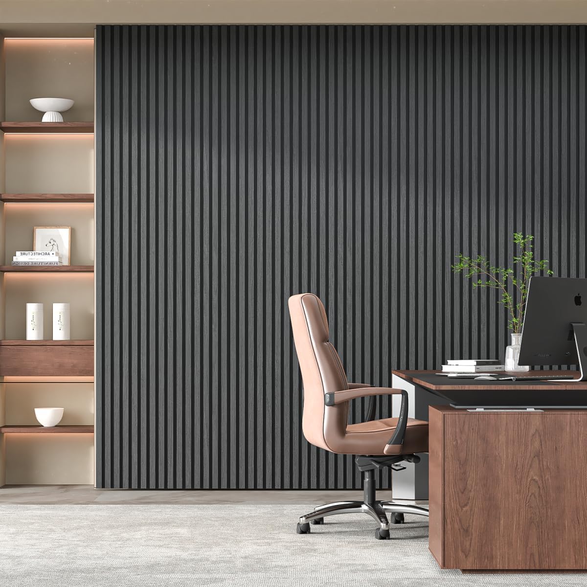 2 Pack Acoustic Wood Panels for Wall and Ceiling, 47.2" x 23.6" Wood Slat Wall Panel for Noise Reduction, Decorative Sound Proof Paneling for Office Studio Home Theater Kitchen Island, Black