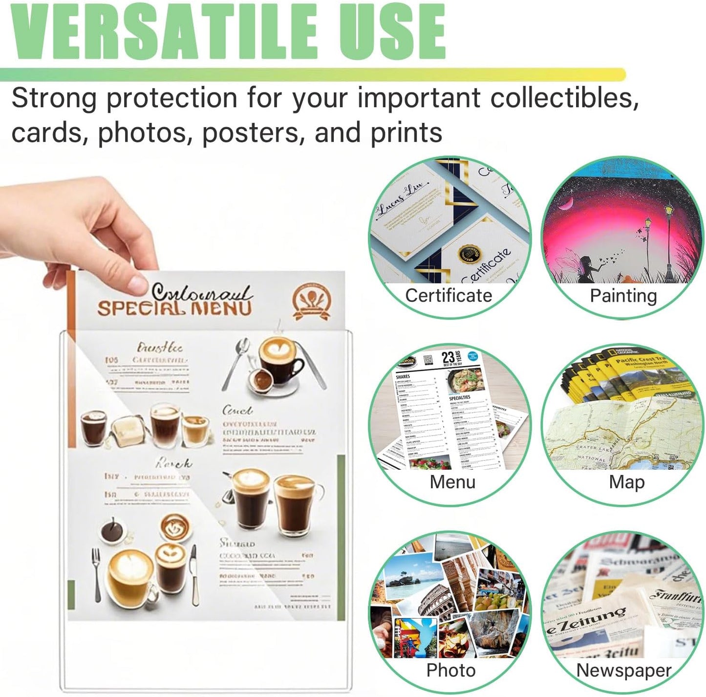 30-Pack 8.5" x 11" Rigid Print Protectors, Transparent Hard Plastic Page Sheet Protectors, Clear Plastic Sleeves for Paper Photo Poster, Protective Covers for Document Certificates