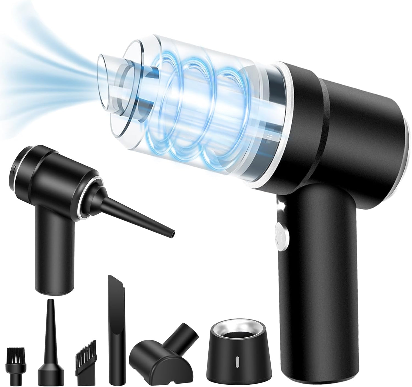 8Kpa Mini Handheld Vacuum Cleaner,120W High Power Cordless Car Vacuum, 2 in 1 Keyboard Vacuum & Air Duster with LED Light & Multi-Nozzles for Car, Computer, Sewing Machine