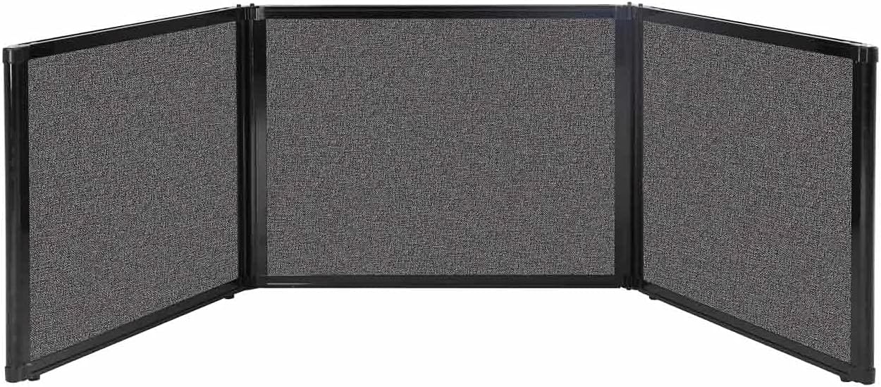 Versare Folding Tabletop Display | 3-Panel Partition | Lightweight Portable Workspace Divider | Charcoal Gray 99" x 24"