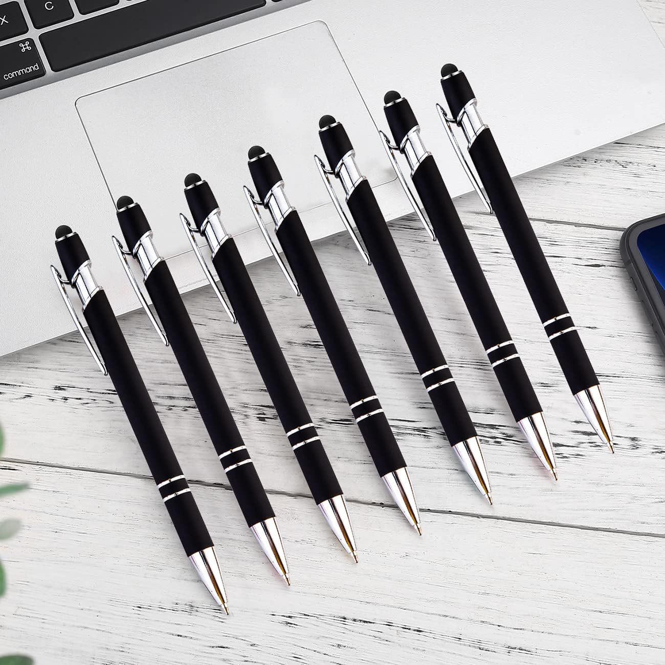 PASISIBICK 12 Pieces Black Ballpoint Pen with Stylus Tip, 2 in 1 Stylus Pen, Premium Metal Stylus Pen for Touch Screens, Black Ink, 1.0 mm Medium Point(12 Black)