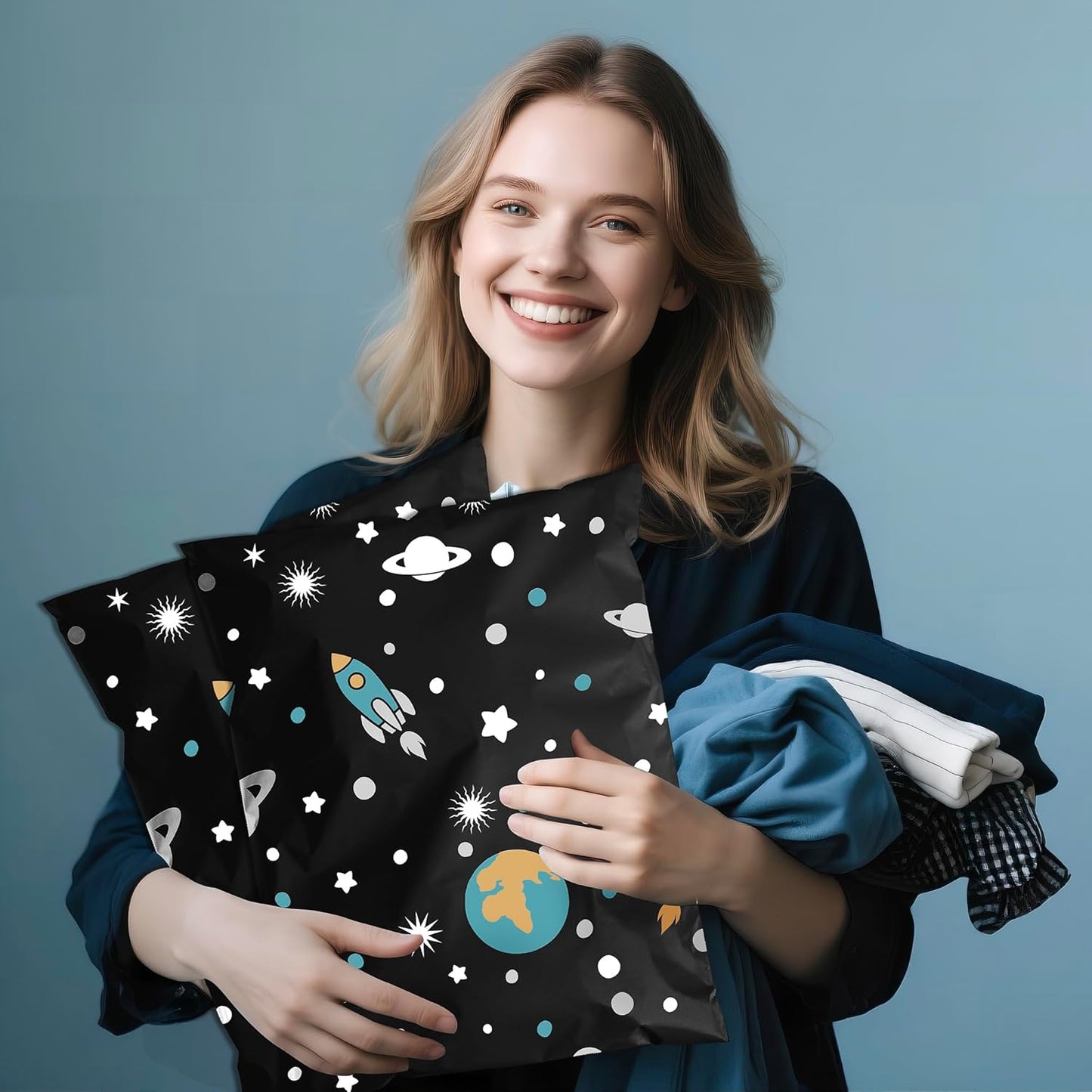 Planets Poly Mailer 6x9 Inch 100 Pcs, Waterproof Shipping Bags for Clothing, Tear-Resistant Mailier Bags, Strong Mailing Bags with Self-Seal