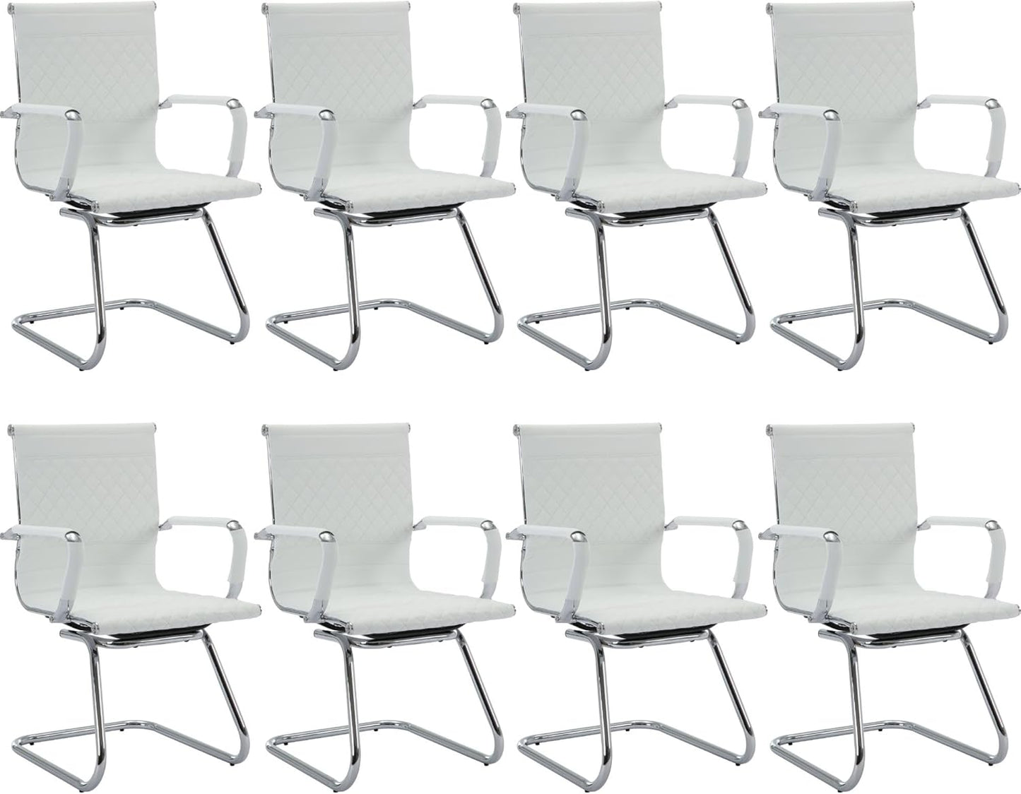 Office Guest Chairs - Set of 8 Modern PU Leather Desk Chairs with Mid Back, Ideal for Reception, Waiting Room, and Conference Rooms