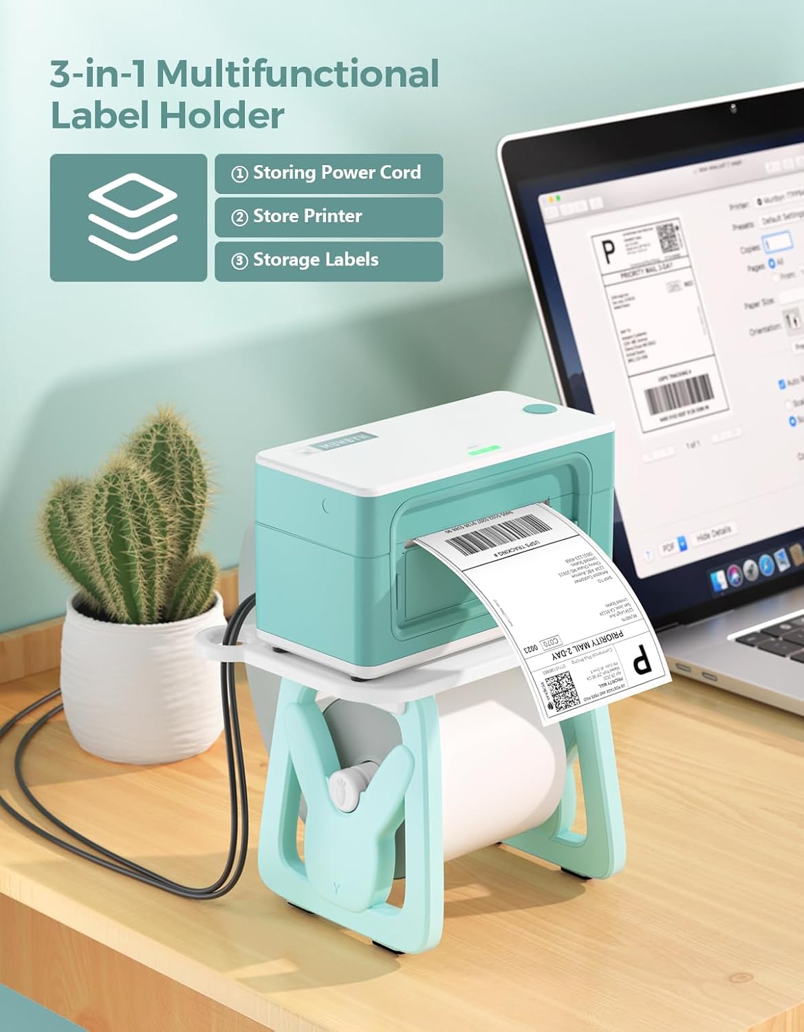 MUNBYN Label Holder for Rolls and Fanfold Labels, Thermal Sticker Holder for Desktop Thermal Printer, Accessory Supplies for Home, Office, Small Business