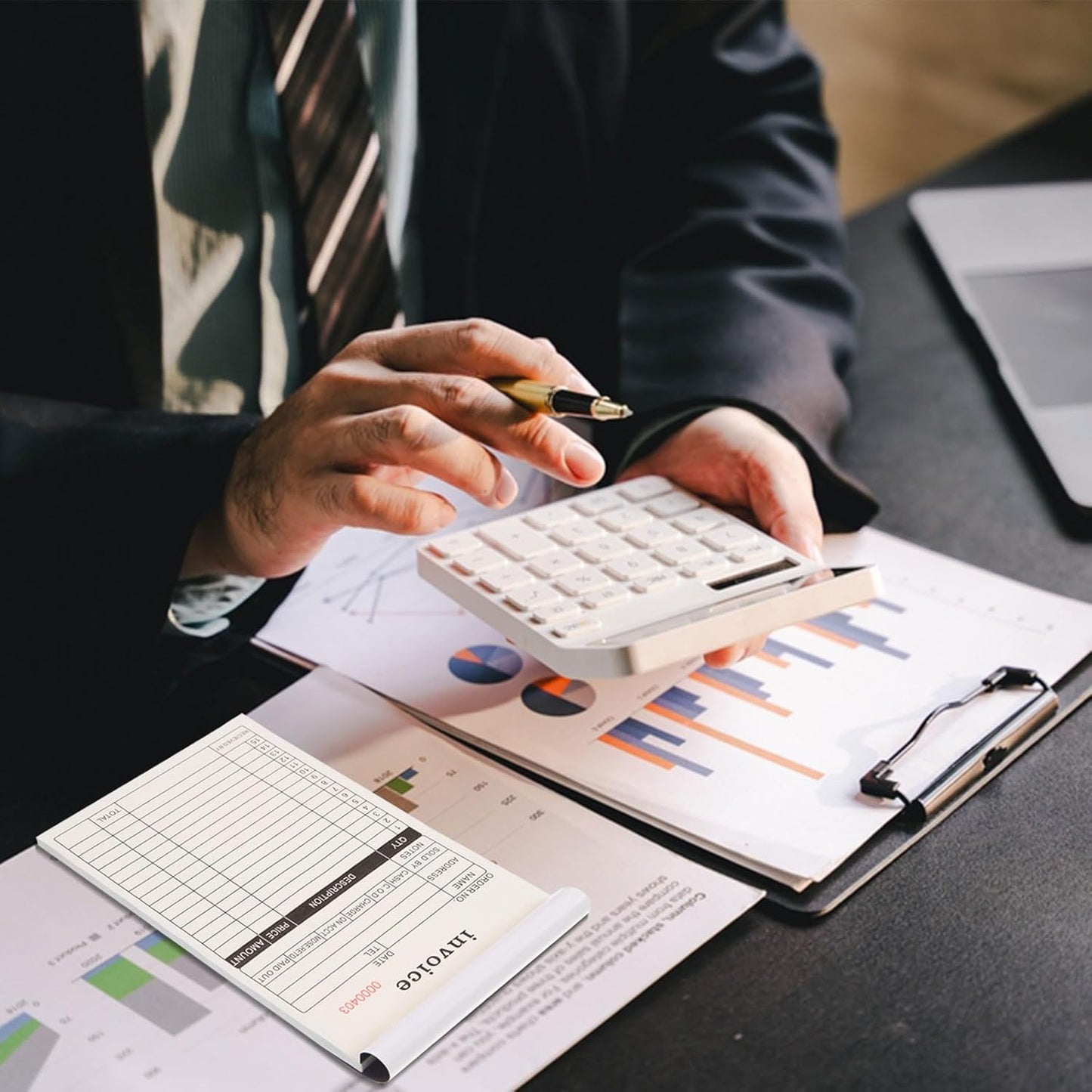 FOBSME Sales Order Books with 2-Part Carbonless Forms 8.27x5.51 Inch Invoice Books Receipt Record Book with Cardboard for Small Business Retail Stores (3 Pad,50 Sets Per Pad)