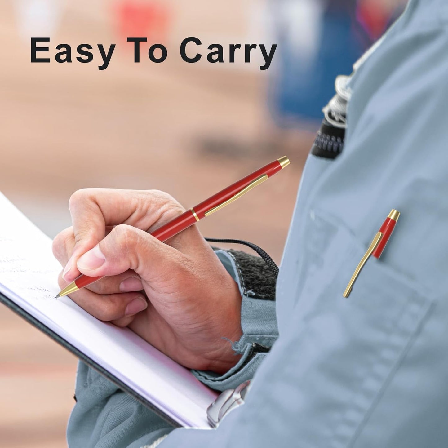 Cambond Ballpoint Pens Red Pens - Metal Black Ink 1.0 mm Medium Point Retractable Nice Pens Smooth Writing Pen for Journaling Men Women Police Uniform Office Business, 10 Pack (Red)