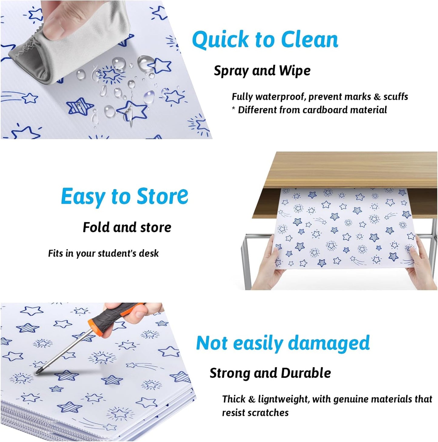 24-Pack Desk Dividers for Students, Waterproof Plastic Study Carrel Divider, Durable Testing Dividers for Classroom Teacher Supplies, Easy to Clean Privacy Shield Folder Boards for Student Desk White